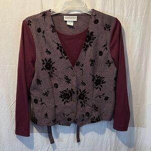 Donkenny Casuals Burgundy Checkered Top